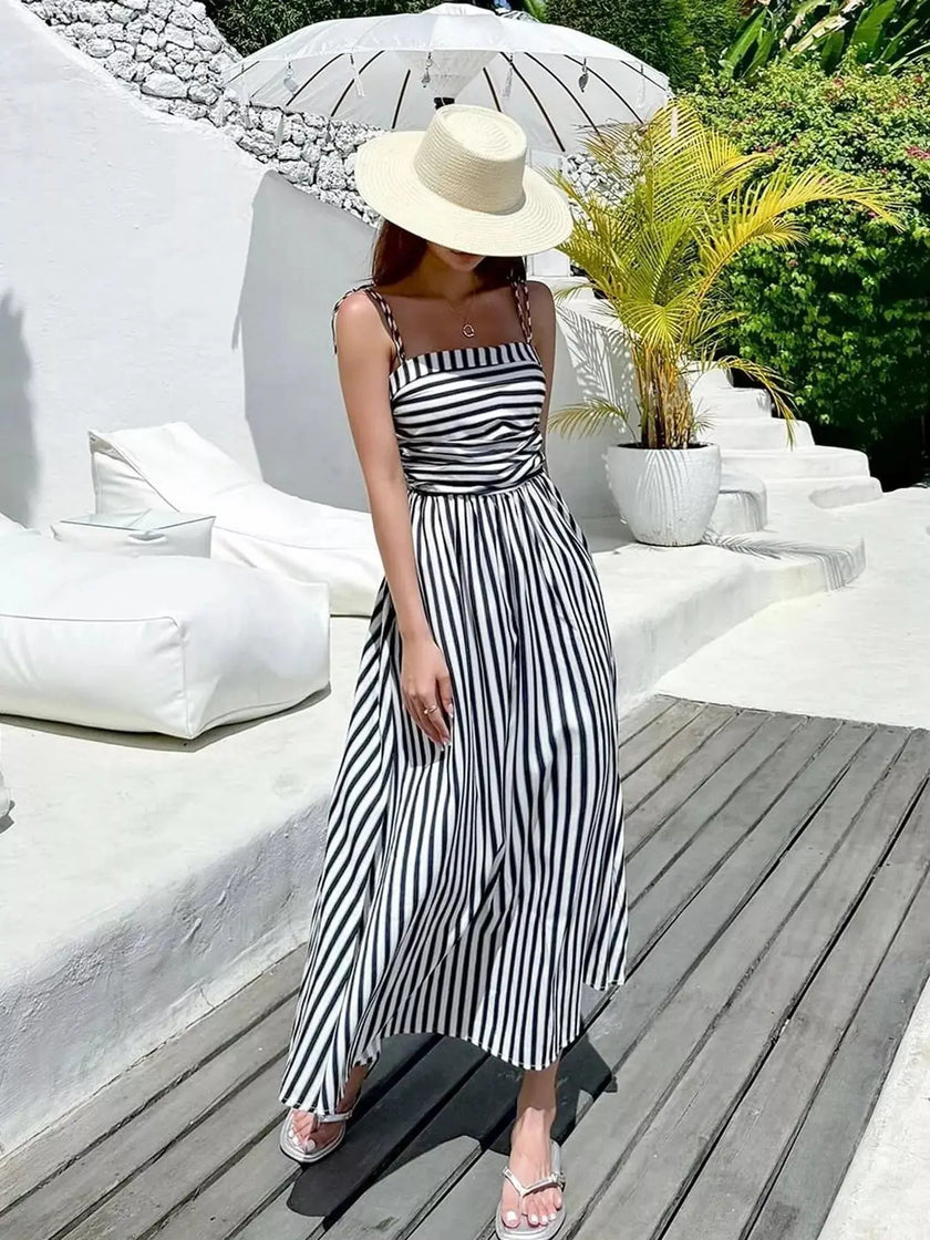 Striped Spaghetti Strap Casual Maxi Dress  Style Ratio