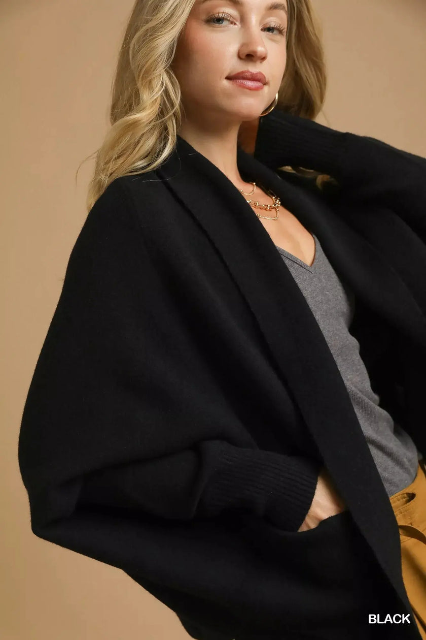 Umgee Open Front Cardigan with Front Pockets  Style Ratio