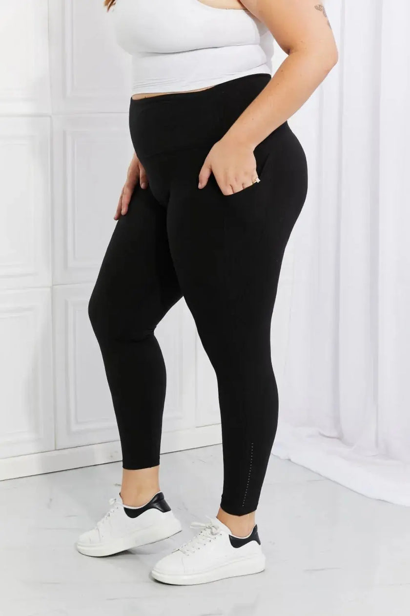 Leggings Depot Full Size Strengthen and Lengthen Reflective Dot Active Leggings  Style Ratio
