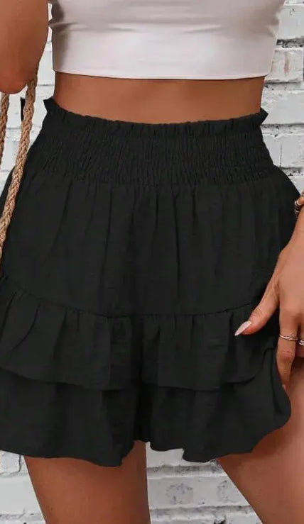 Ruffle Layered High Waist Casual Skort  Style Ratio