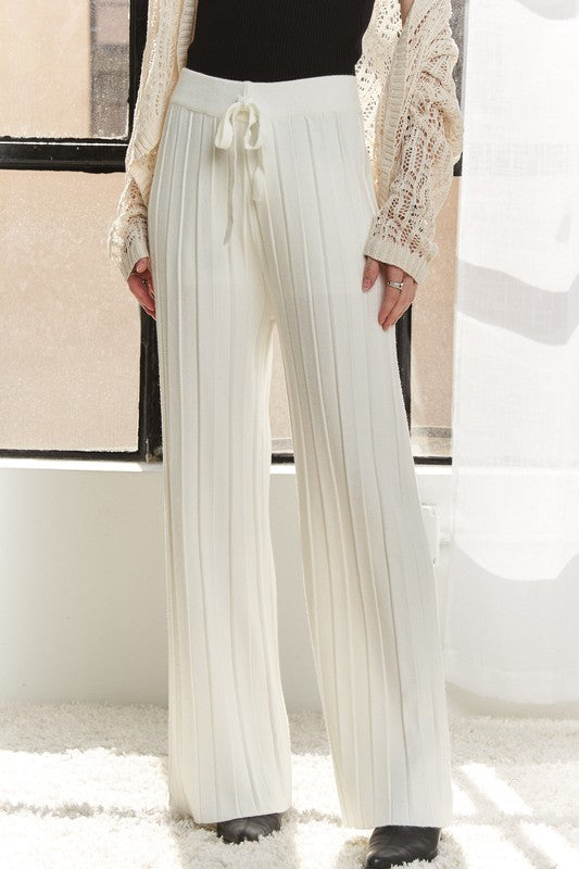 Tied Wide Leg Knit Pants