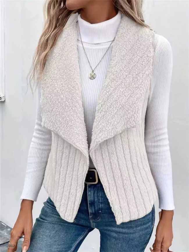 Cozy Fleece Open Front Vest  Style Ratio