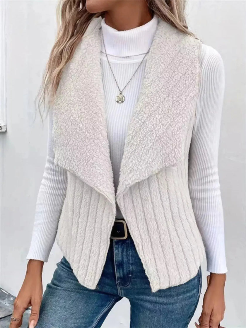 Cozy Fleece Open Front Vest  Style Ratio