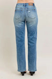 Judy Blue Full Size High Waist Vintage Wash Front Seam & Slit Straight Plus Size  Style Ratio