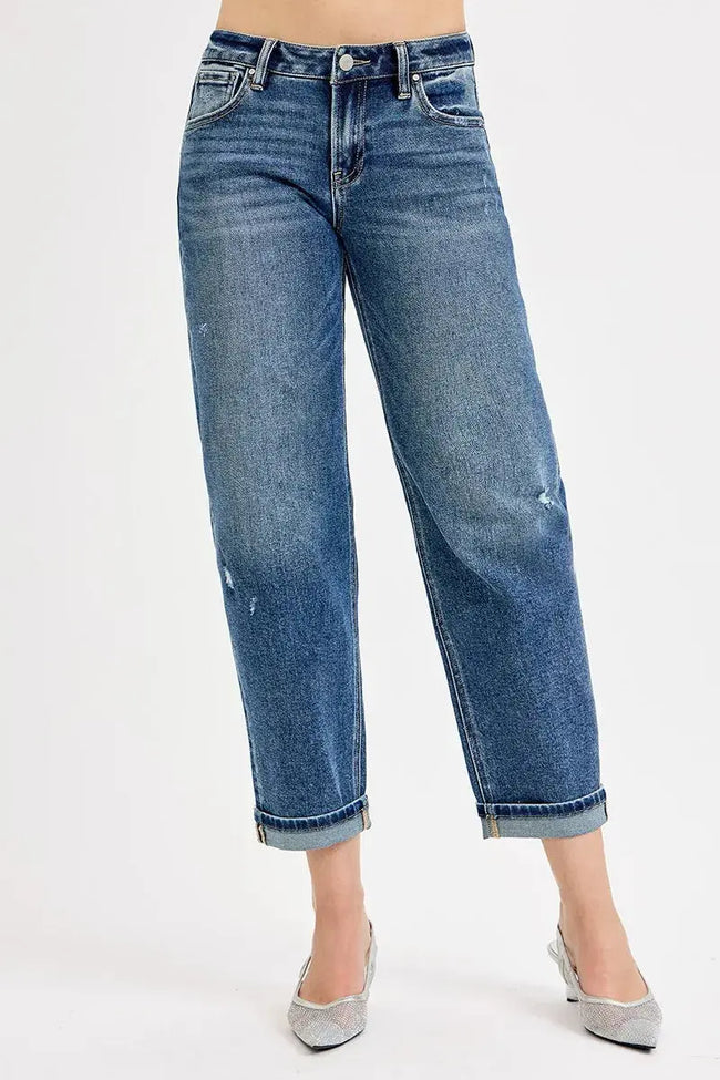 RISEN Full Size Low Rise Crop Boyfriend Jeans  Style Ratio