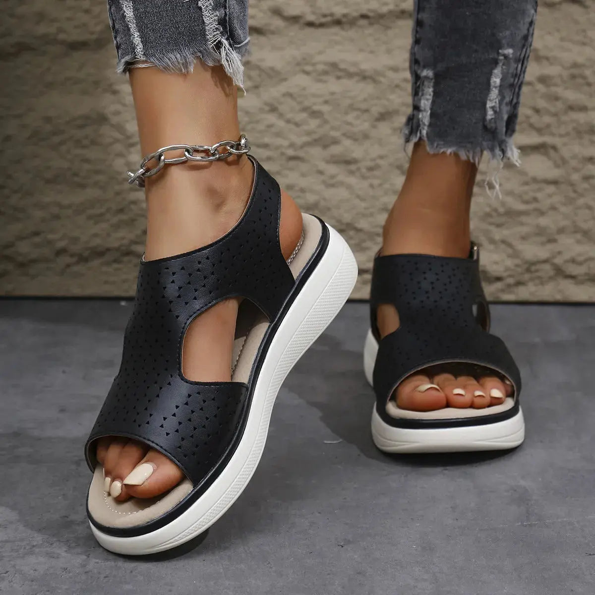 Cutout Platform Sandals  Style Ratio