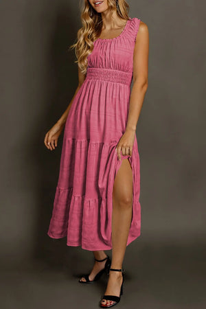 Scoop Neck Wide Strap Midi Dress - Style Ratio