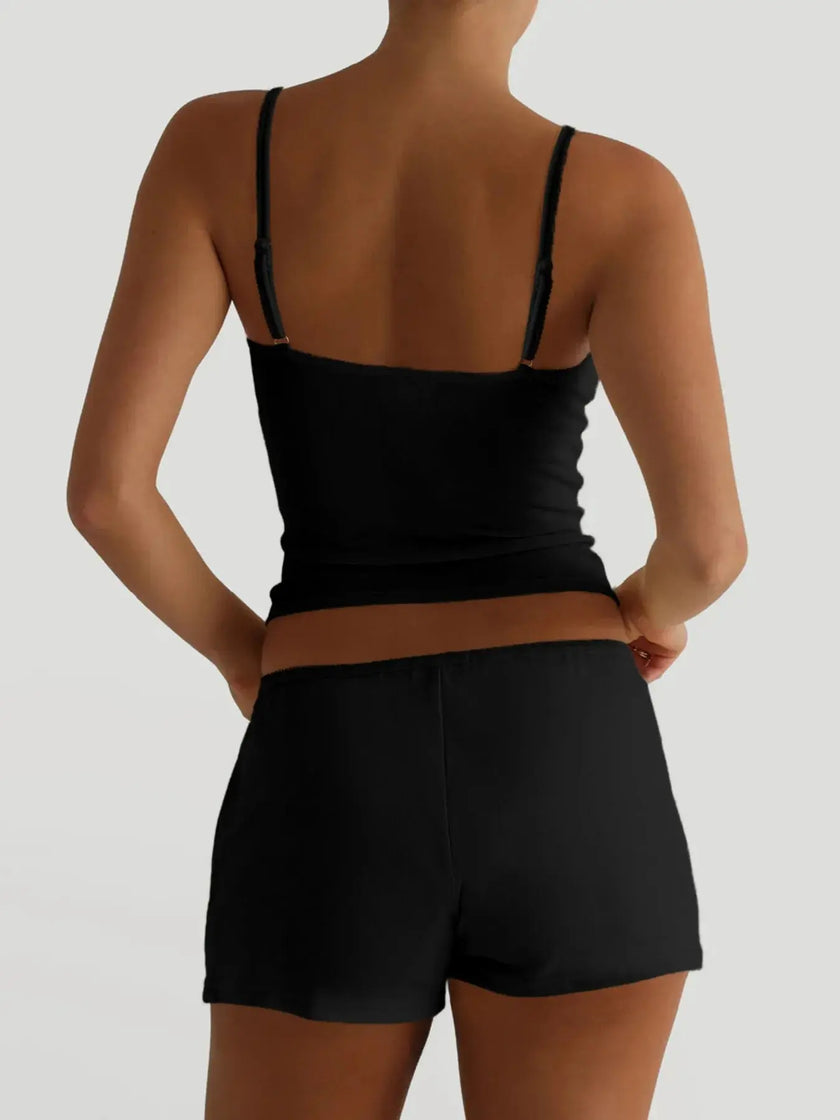 V-Neck Cami and Shorts Loungewear  Style Ratio