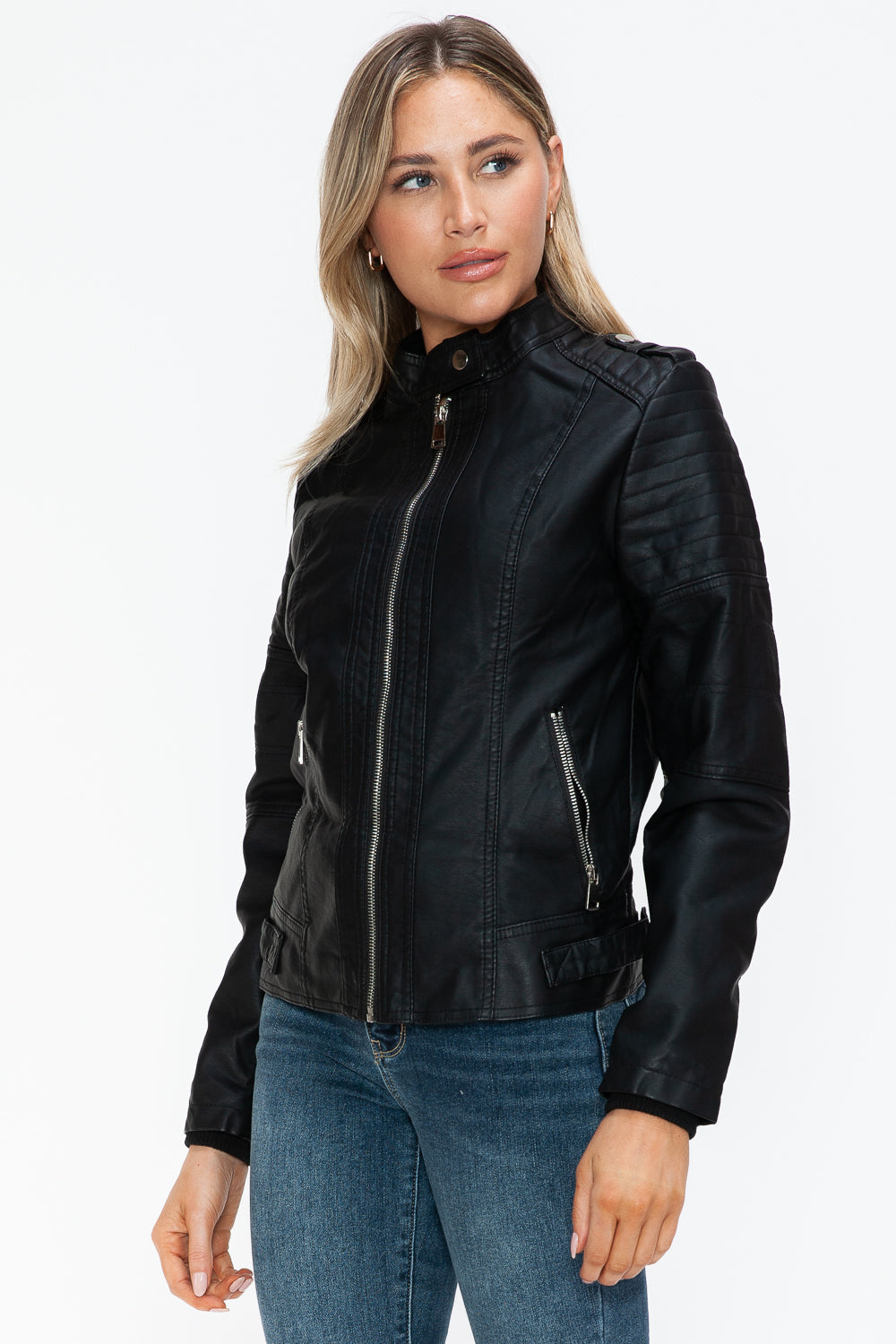 Biker Jacket with Side Zip Pockets