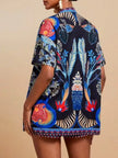 Printed Open Front Cardigan and Shorts Set  Style Ratio