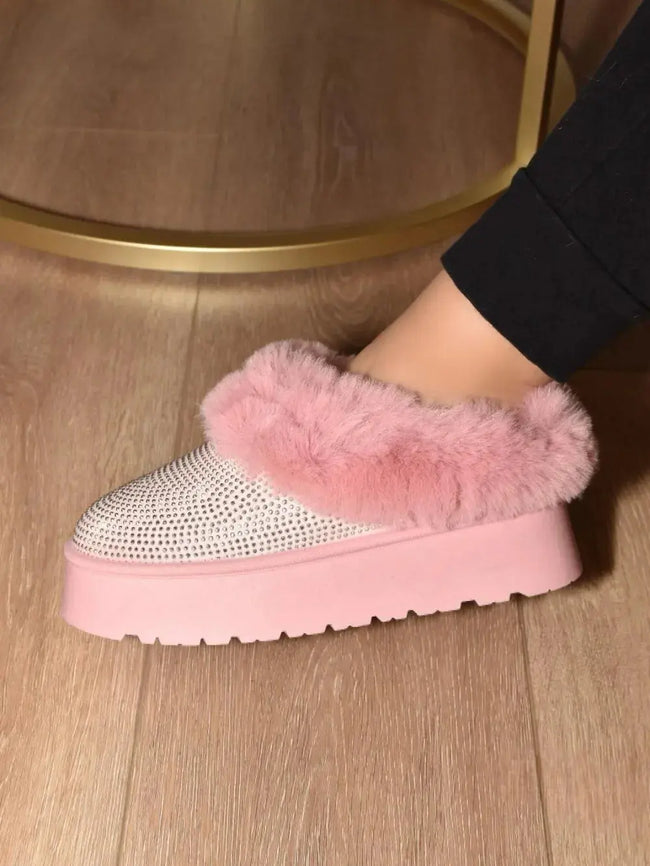 WILD DIVA Embellished Faux Fur Platform Booties  Style Ratio