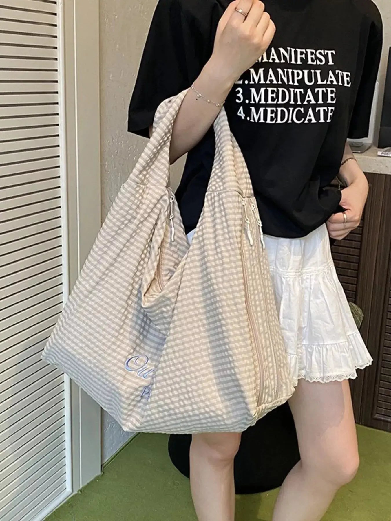 Casual Style Plaid Handbag  Style Ratio