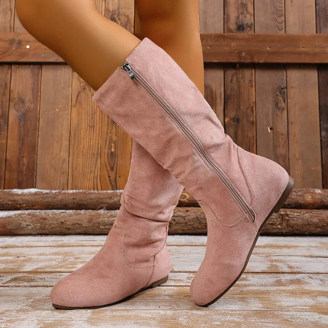 Round Toe Side Zip Boots  Style Ratio