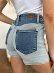 Judy Blue Full Size Color Block Denim Shorts  Style Ratio