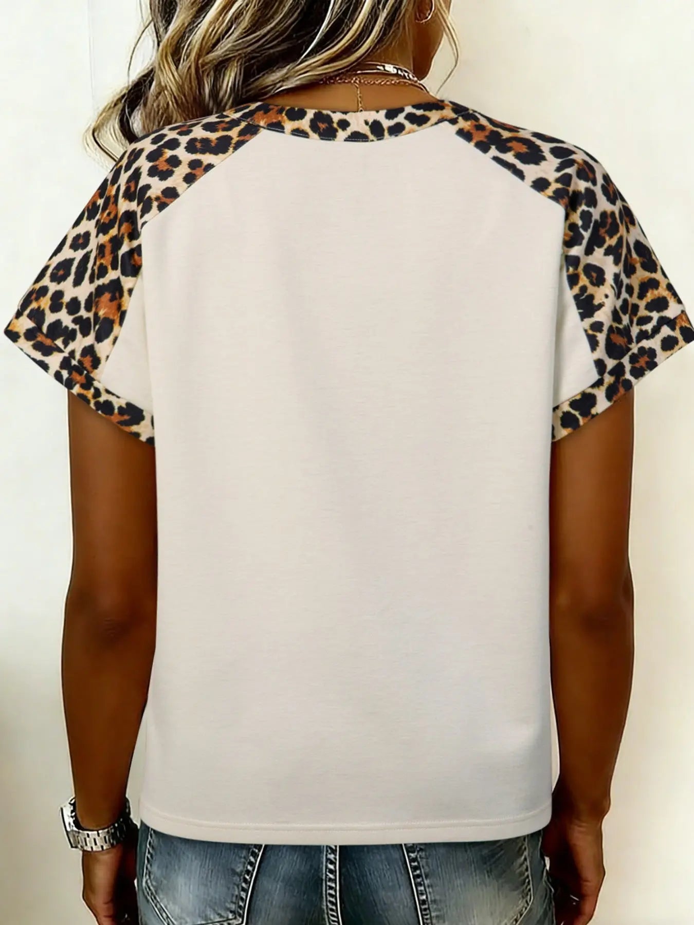 Leopard Print Raglan Short Sleeve Shirt  Style Ratio
