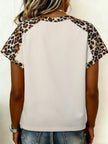 Leopard Print Raglan Short Sleeve Shirt  Style Ratio