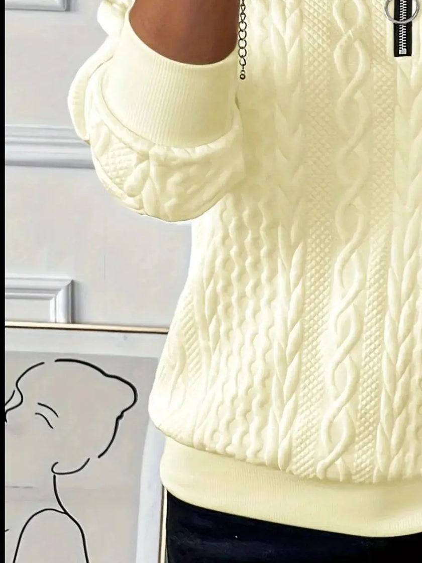 Texture Half Zip Long Sleeve Sweater  Style Ratio