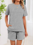 Round Neck Short Sleeve Shirt and Shorts Loungewear  Style Ratio
