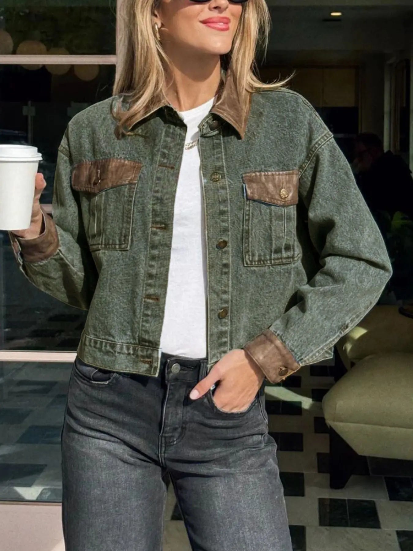 Button Up Chest Pockets Denim Jacket  Style Ratio