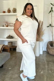 Double Take Full Size Texture Ruffle Short Sleeve Top and Wide Leg Pants Set  Style Ratio