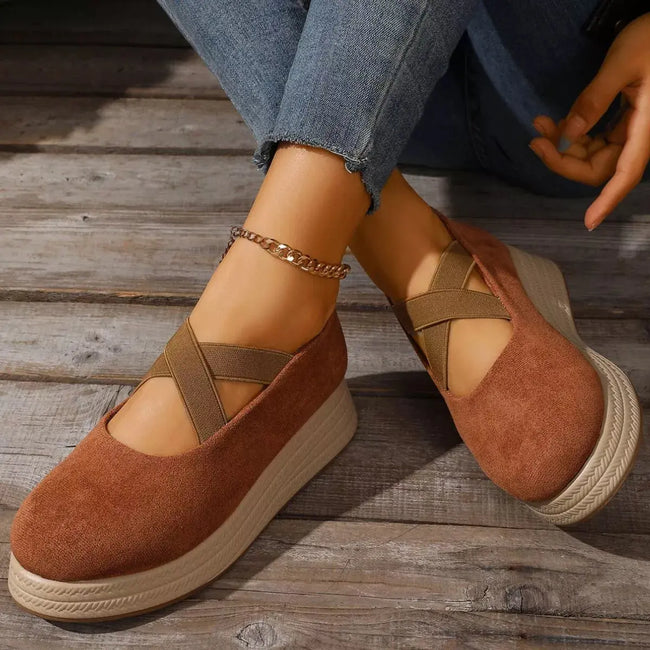 Crisscross Wedge Slip-Ons  Style Ratio