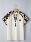 Leopard Print Raglan Short Sleeve Shirt  Style Ratio