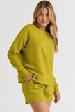 Double Take Full Size Texture Long Sleeve Top and Drawstring Shorts Set  Style Ratio