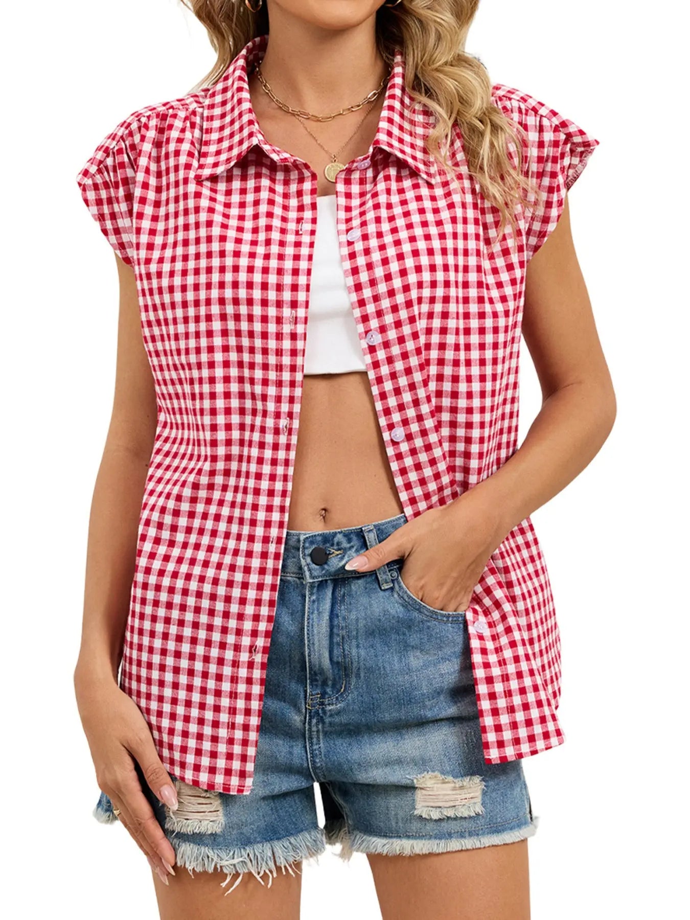 Gingham Button Down Short Sleeve Shirt  Style Ratio