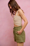 SO ME Paper Bag Patch Pocket Drawstring Twill Shorts  Style Ratio
