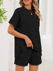 Round Neck Short Sleeve Shirt and Shorts Loungewear  Style Ratio
