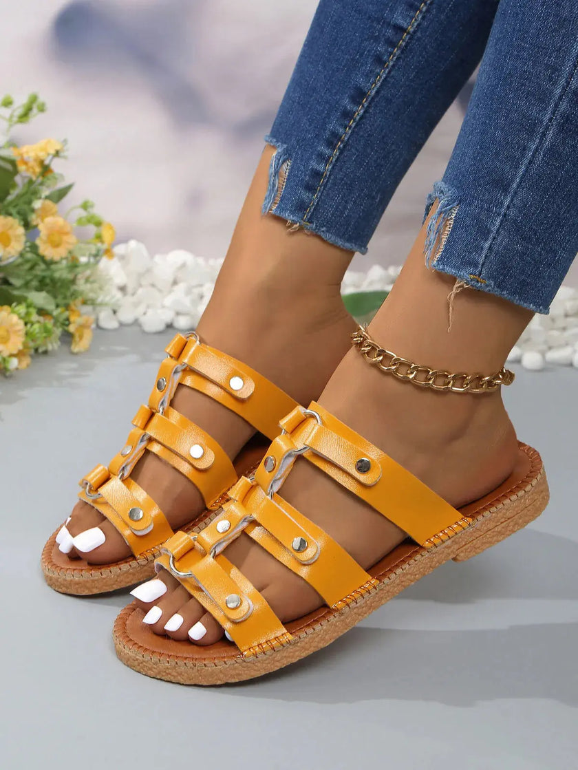 Studded Open Toe Sandals  Style Ratio