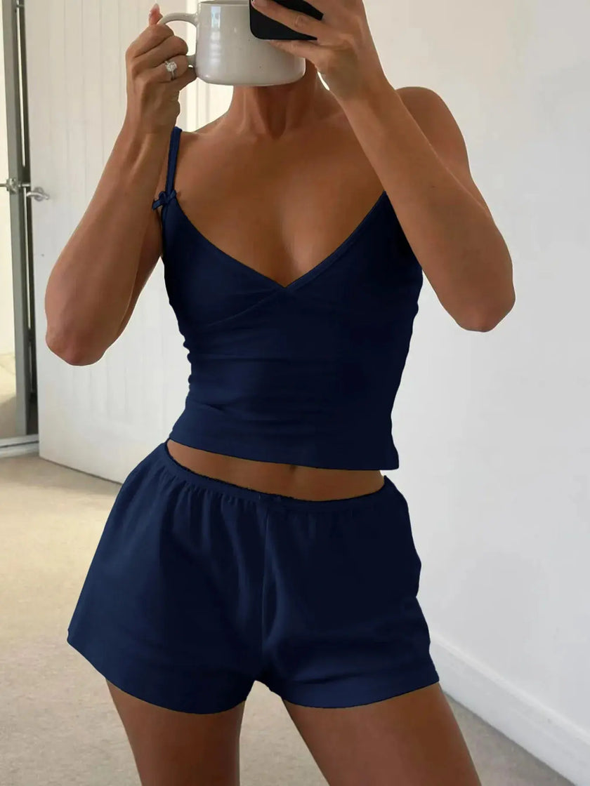 V-Neck Cami and Shorts Loungewear  Style Ratio