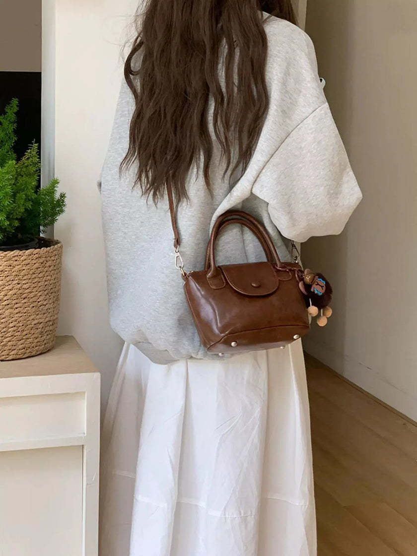 Two-Tone Flap Decor Crossbody Bag with Charm  Style Ratio