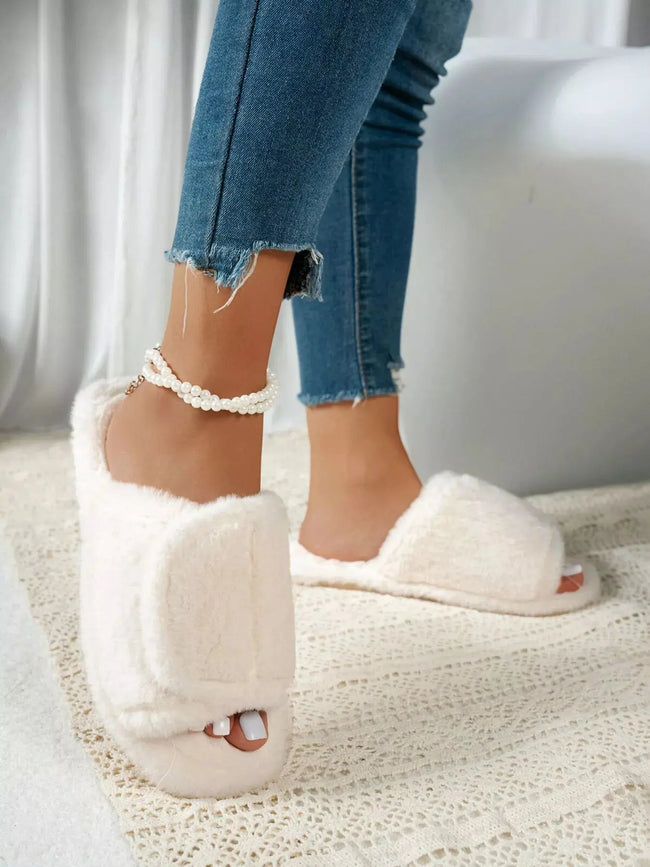 Fuzzy Open Toe Slippers  Style Ratio