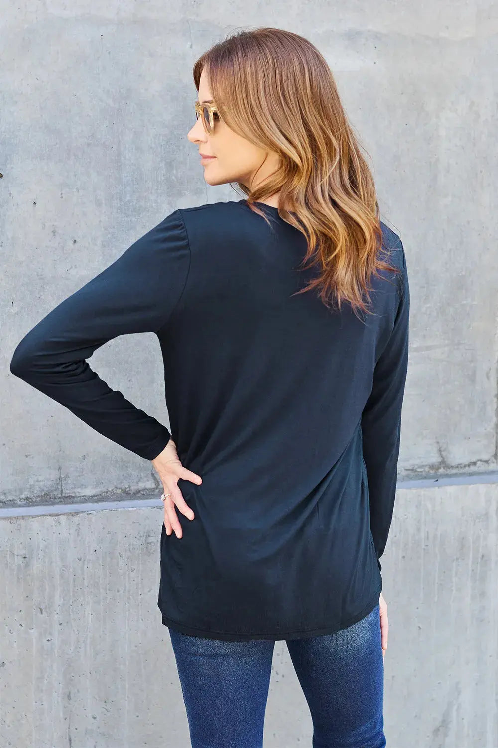Basic Bae Full Size Round Neck Long Sleeve Top  Style Ratio