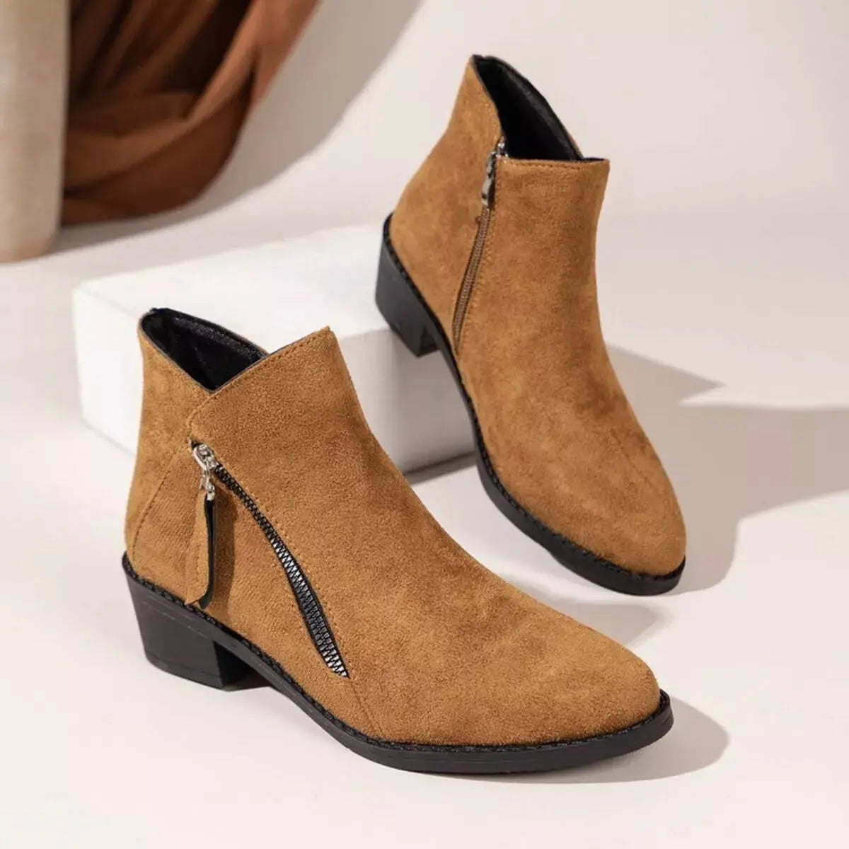 Point Toe Block Heels Boots  Style Ratio