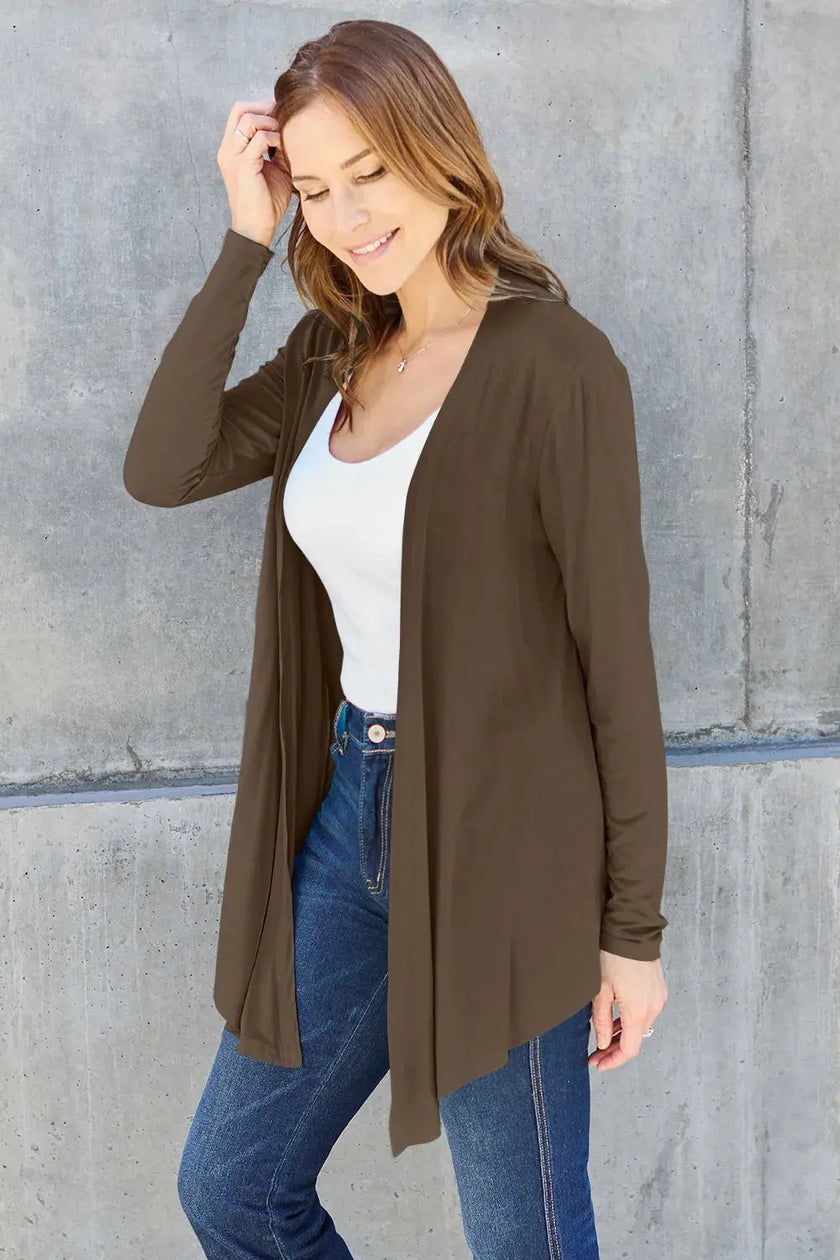 Basic Bae Full Size Open Front Long Sleeve Cardigan  Style Ratio