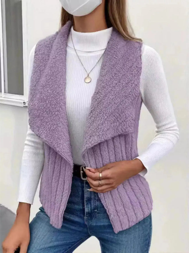 Cozy Fleece Open Front Vest  Style Ratio