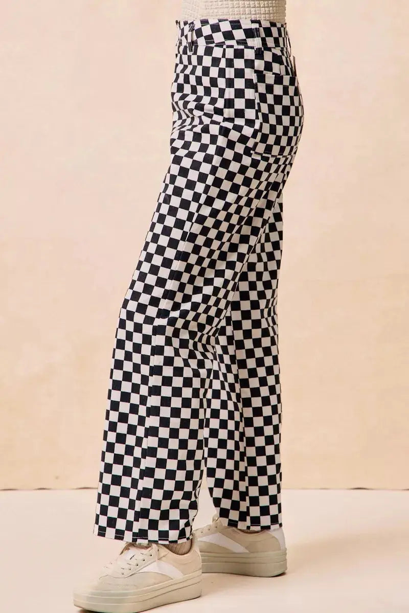 BiBi Gameday Theme Checkered Printed Pants  Style Ratio