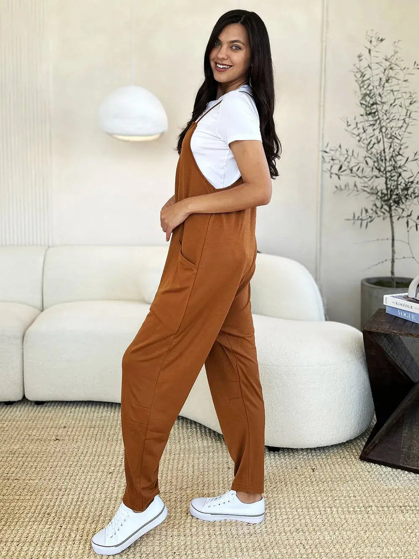 Double Take Full Size Sleeveless V-Neck Pocketed Jumpsuit  Style Ratio