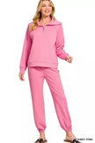 Zenana Scuba Half Zip Sweatshirts and Joggers Set  Style Ratio