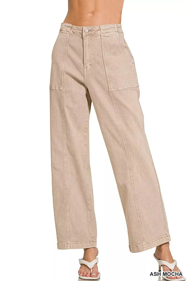 Zenana Straight Leg Utility Pocket Jeans  Style Ratio