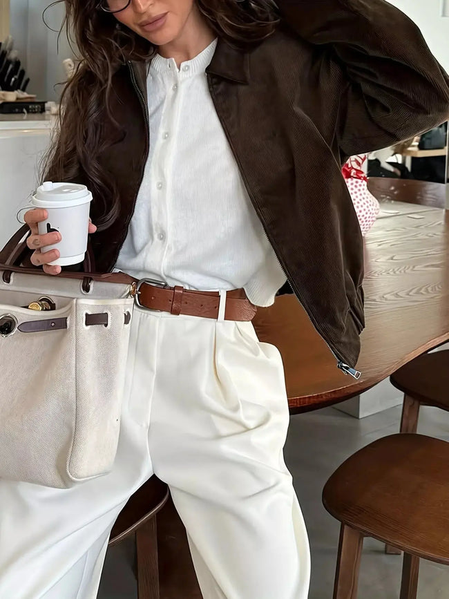 Vintage Corduroy Zip Up Relaxed Fit Jacket  Style Ratio