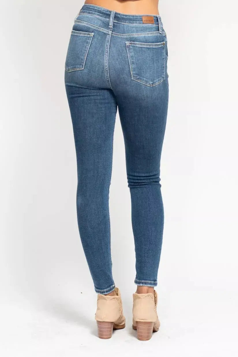 Judy Blue Full Size High Rise Button Fly Skinny Jeans Plus Size  Style Ratio