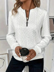 Texture Half Zip Long Sleeve Sweater  Style Ratio