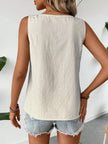 Decorative Button Asymmetrical Striped Tank Top  Style Ratio