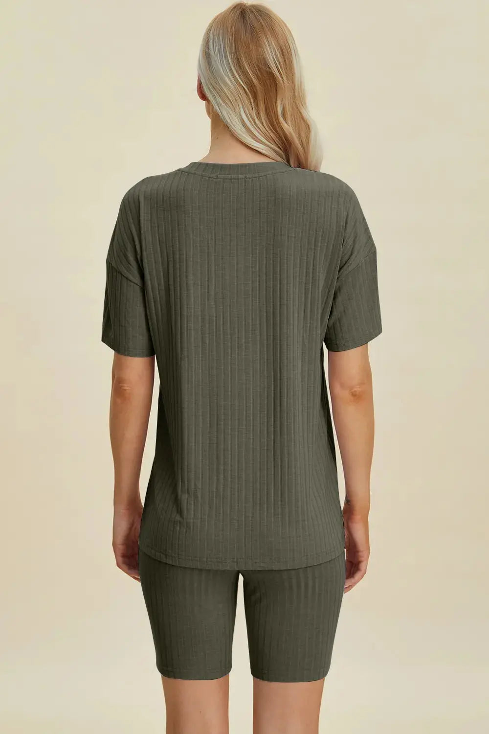 Basic Bae Full Size Ribbed V-Neck Short Sleeve Top and Shorts Loungewear  Style Ratio