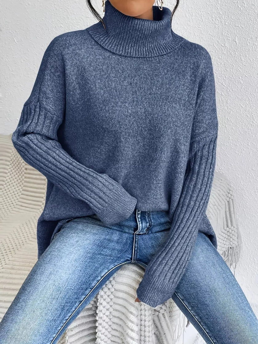 Turtleneck High-Low Hem Sweater  Style Ratio
