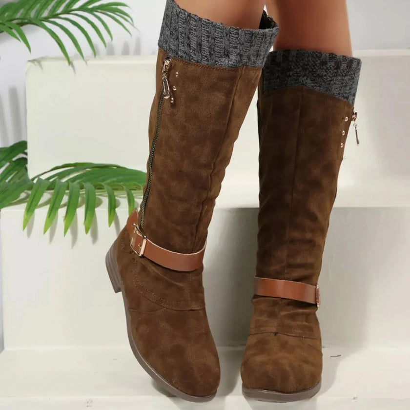 Round Toe Block Heels Boots  Style Ratio