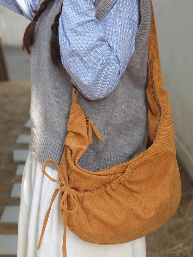 Corduroy Drawstring Crossbody Bag  Style Ratio